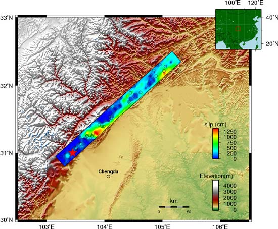 chengdu map. Figure 4. Model results of the ruptured fault line (narrow 